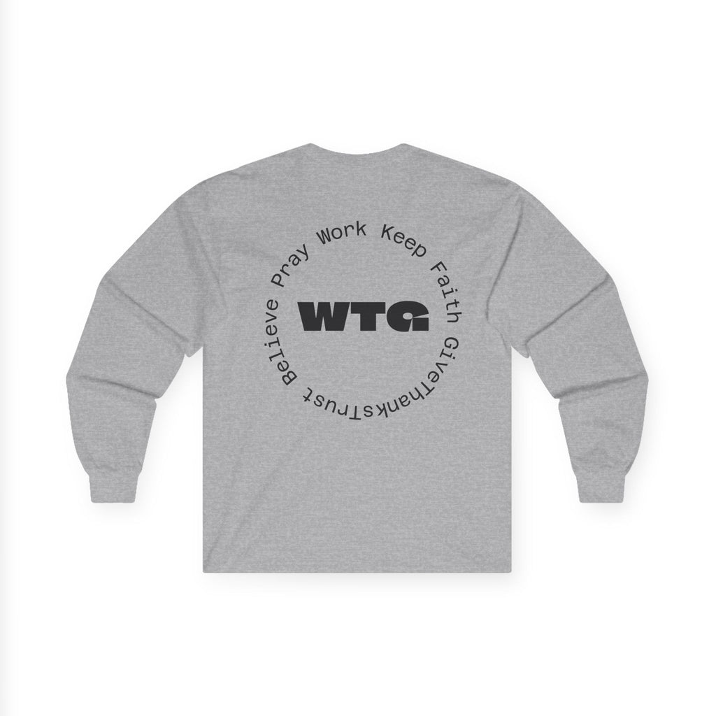 Faith Long Sleeve Tee — “We Trust & Believe in God” Religious Shirt