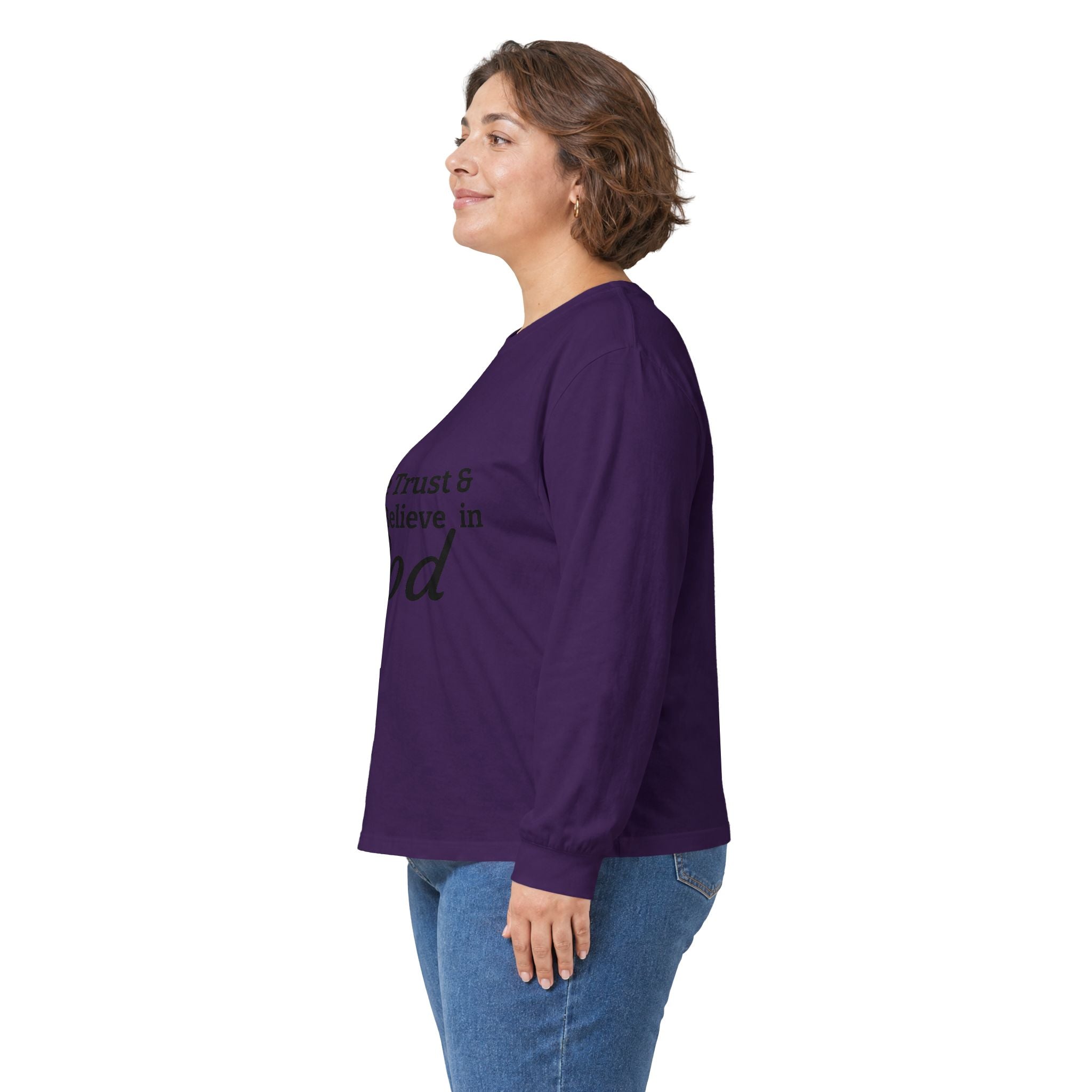 Faith Long Sleeve Tee — “We Trust & Believe in God” Religious Shirt