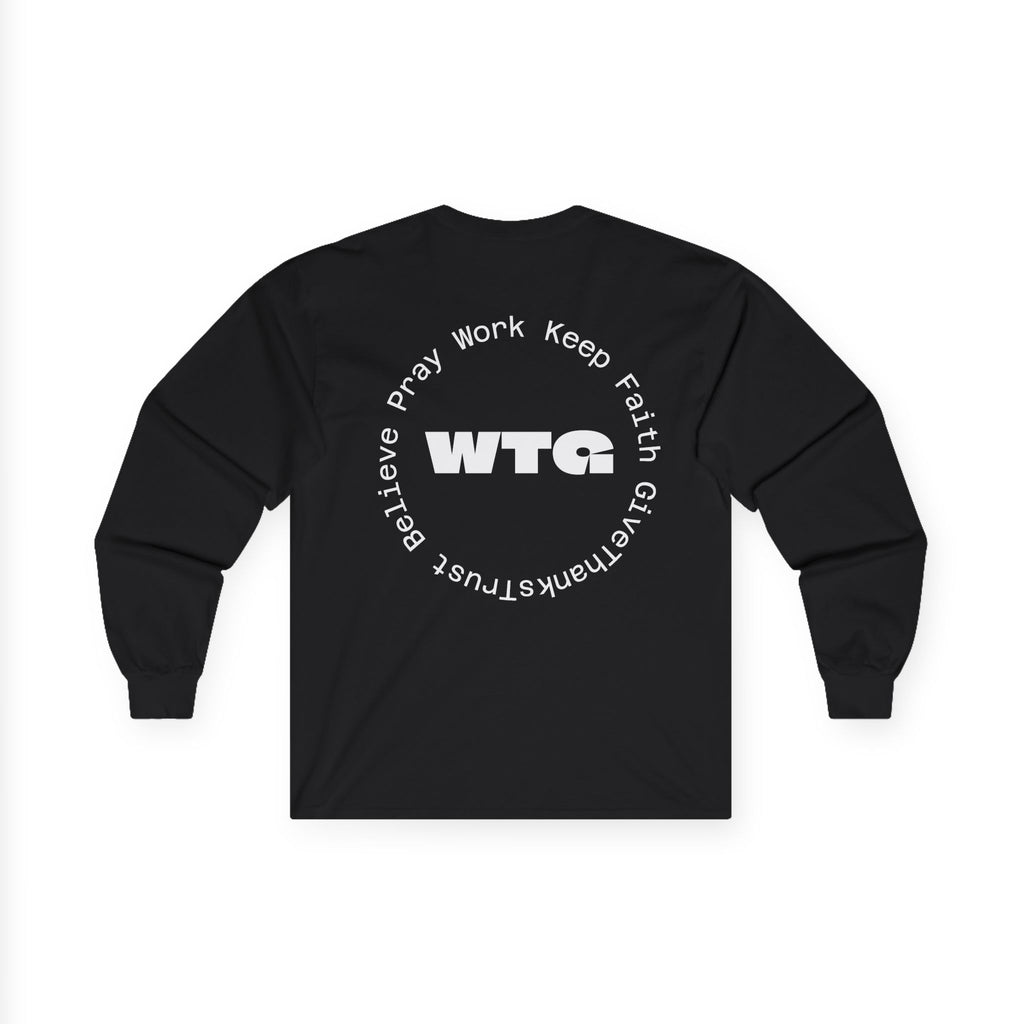 Faith Long Sleeve Tee — “We Trust & Believe in God” Religious Shirt
