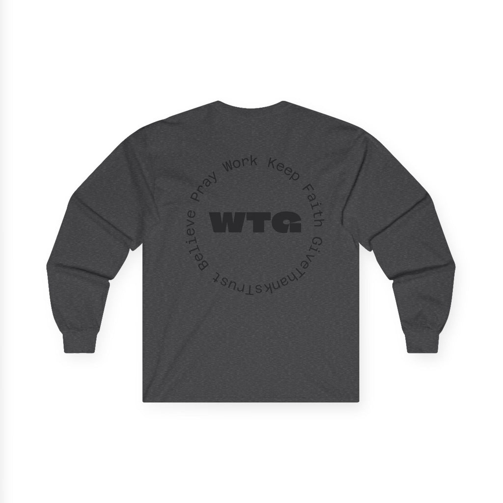 Faith Long Sleeve Tee — “We Trust & Believe in God” Religious Shirt