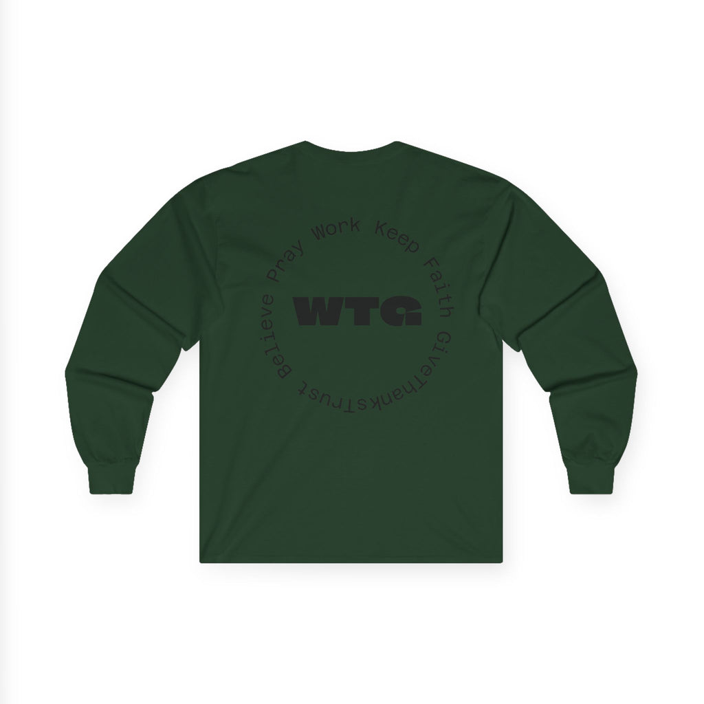 Faith Long Sleeve Tee — “We Trust & Believe in God” Religious Shirt