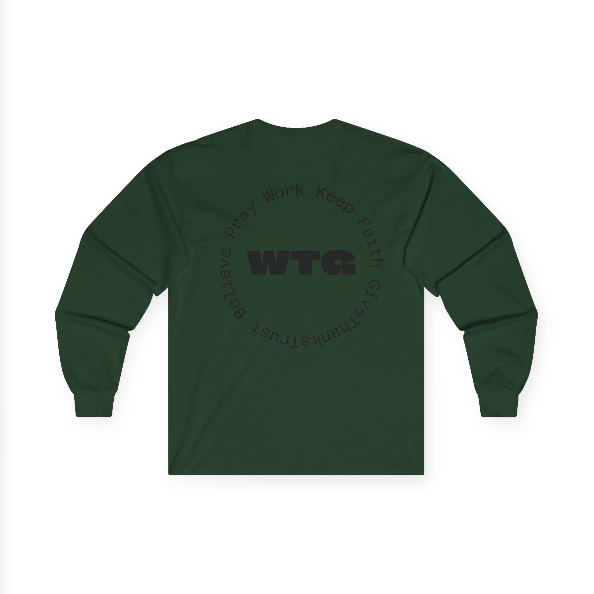Faith Long Sleeve Tee — “We Trust & Believe in God” Religious Shirt