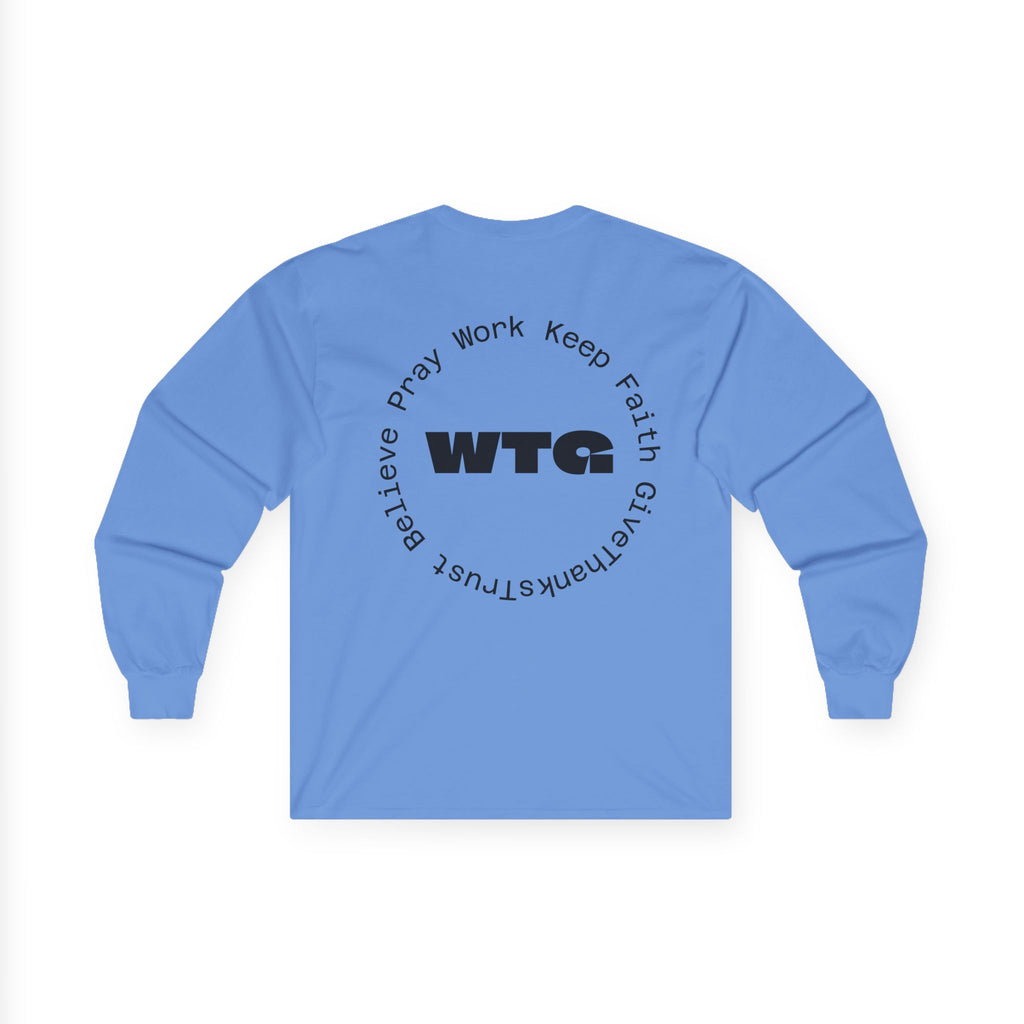 Faith Long Sleeve Tee — “We Trust & Believe in God” Religious Shirt