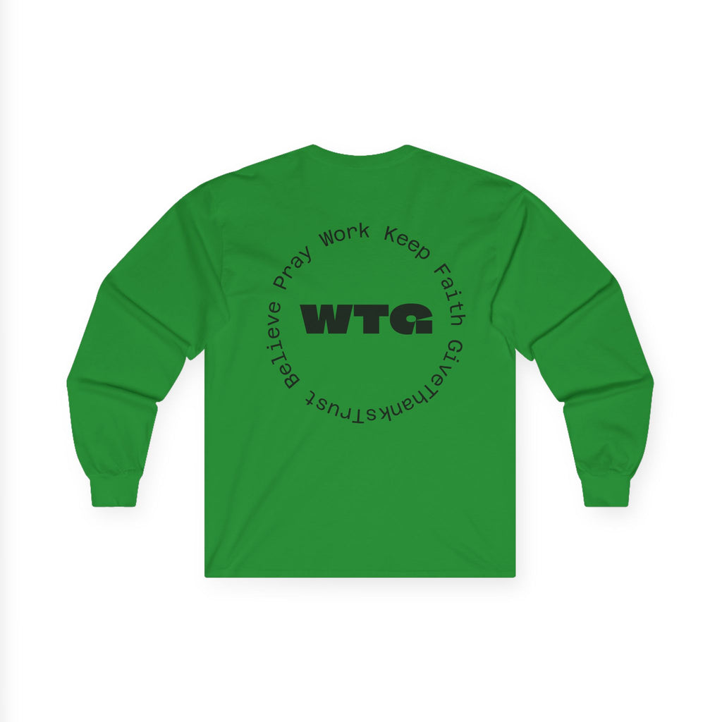 Faith Long Sleeve Tee — “We Trust & Believe in God” Religious Shirt